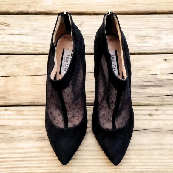 ** Lucy Choi London** Padstow Mesh-Paneled Suede Ankle Bootie. Size 37 - Picture 13 of 16